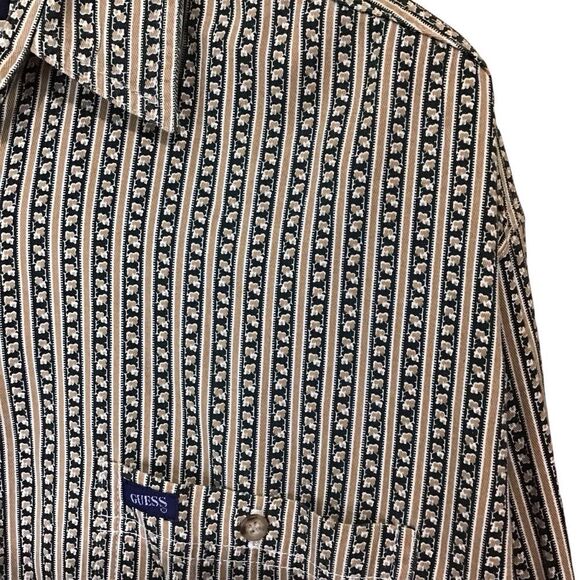 Vintage Guess by Georges Marciano Striped Cotton Button Up Shirt XL USA - Picture 2 of 9